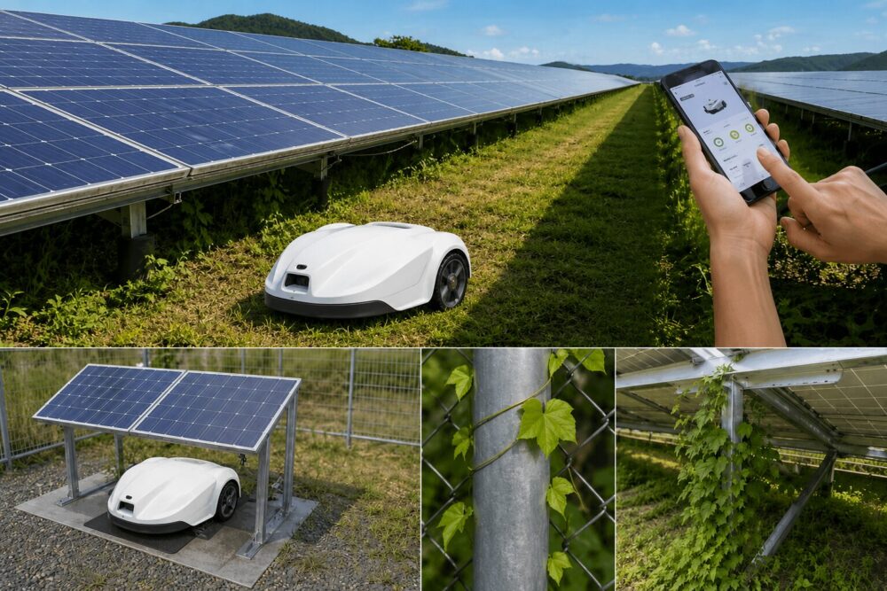 ソーラー発電所で使える自動草刈りロボット クロノス